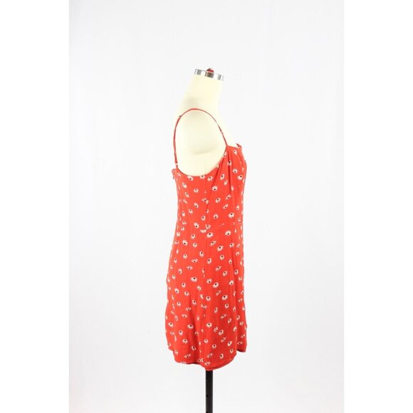 Aritzia WILFRED 90's Classic Red Floral Crepe Square Neck Mini Dress, Size 6 - Picture 2 of 13